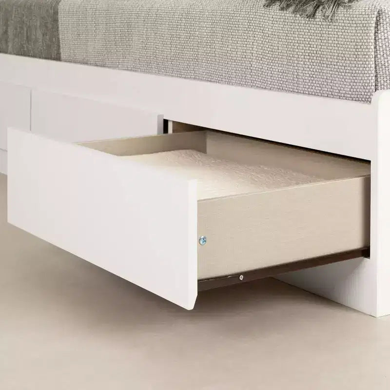 Munich Mates Kids' Bed with 3 Drawers Pure White - South Shore: Modern Twin Platform, Matte Finish, MDF Frame