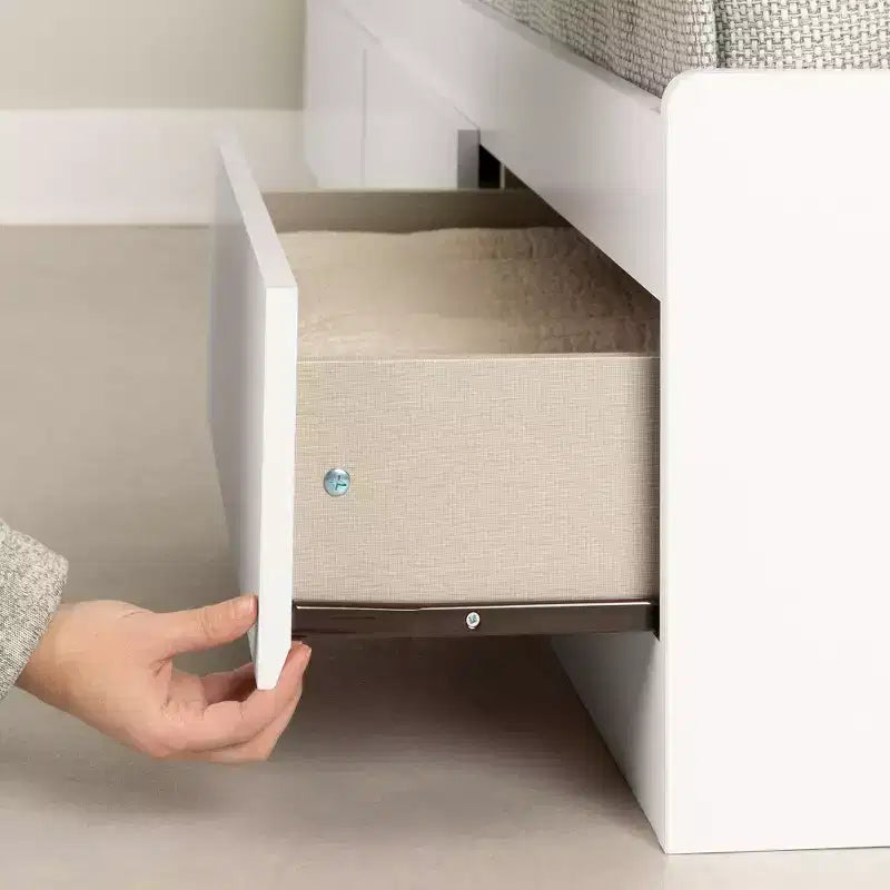 Munich Mates Kids' Bed with 3 Drawers Pure White - South Shore: Modern Twin Platform, Matte Finish, MDF Frame