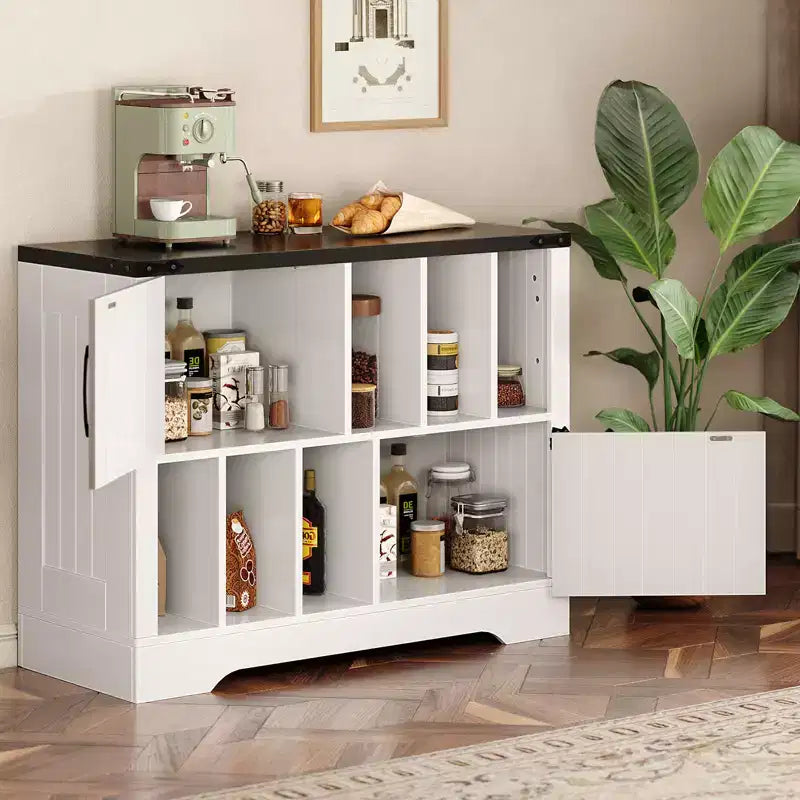 39 Vinyl Record Storage Cabinet with Barn Doors, Mid-Century Modern Turntable Stand with Storage Shelf, Farmhouse Style Media Console
