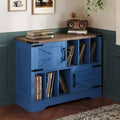 39 Vinyl Record Storage Cabinet with Barn Doors, Mid-Century Modern Turntable Stand with Storage Shelf, Farmhouse Style Media Console