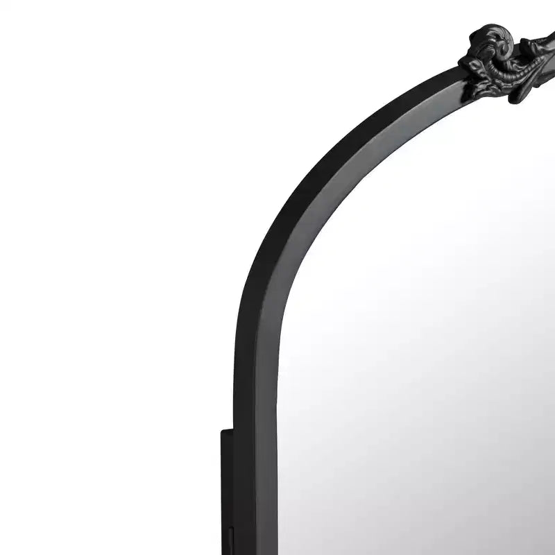 20x30 Inch Carved Black Arched Medicine Cabinet with Mirror Recessed or Surface Mount Sturdy Vintage Metal Frame