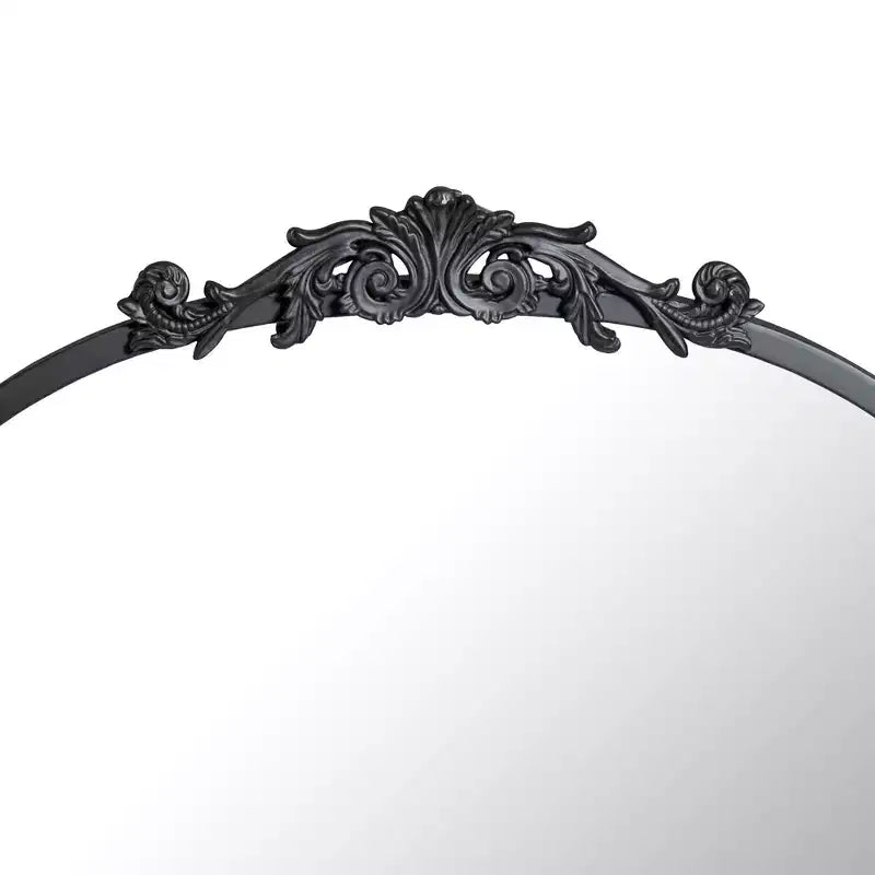 20x30 Inch Carved Black Arched Medicine Cabinet with Mirror Recessed or Surface Mount Sturdy Vintage Metal Frame