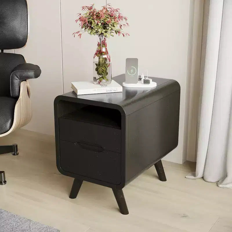 Jofran,Marlowe Mid-Century Modern 24 Curved End Table with Storage Drawers