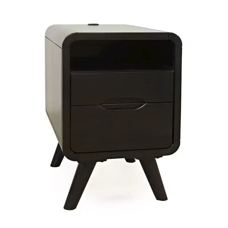 Jofran,Marlowe Mid-Century Modern 24 Curved End Table with Storage Drawers