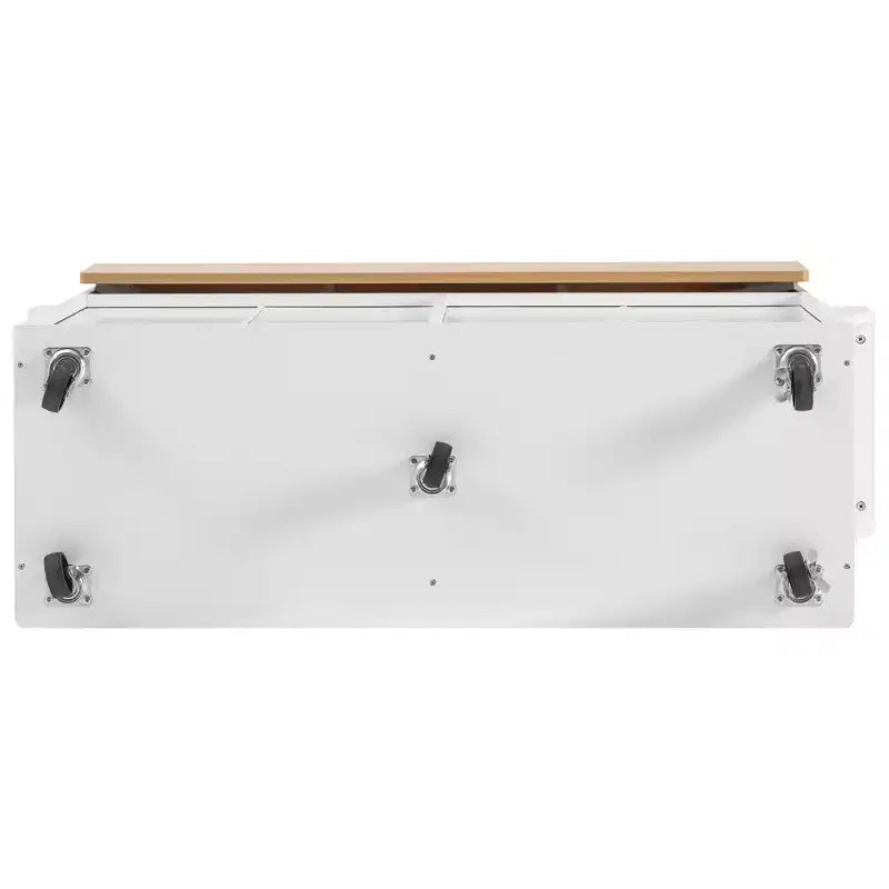 55.5W Fluted Kitchen Island with 2 Drop Leaves, Faux Marble Top Rolling Cart with Power Outlet, Storage & Spice Rack - ModernLuxe