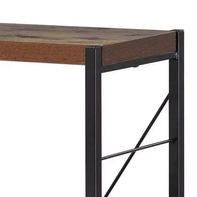 Royal Hampton 4 Tiered Metal Framed Wooden Bookshelf, Weathered Oak Brown and Black