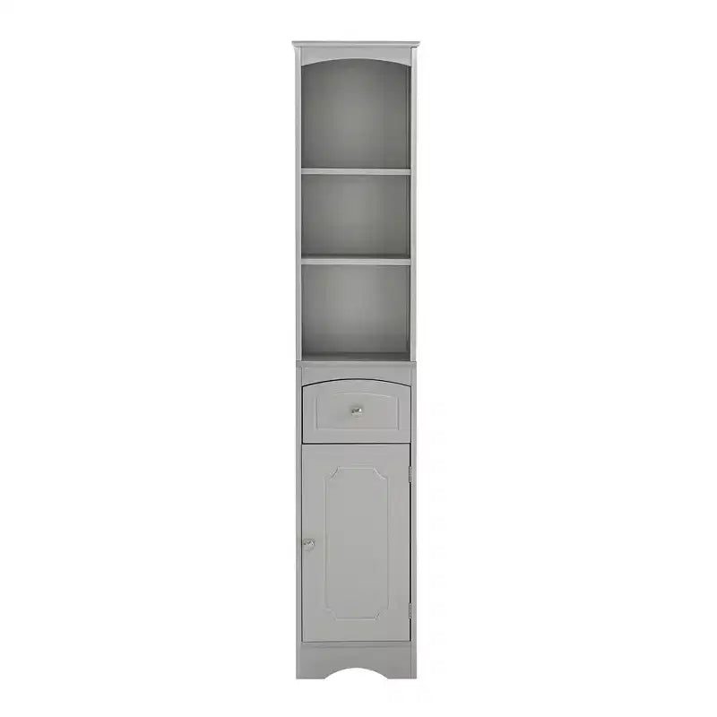 MAYEERTY Tall Bathroom Cabinet Freestanding Storage Drawer MDF Adjustable Shelf White