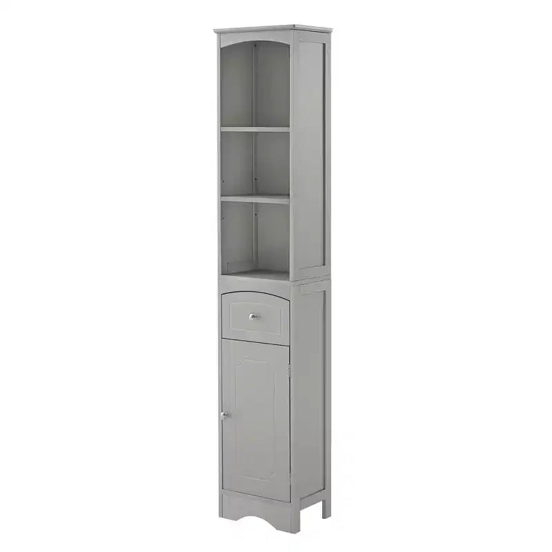 MAYEERTY Tall Bathroom Cabinet Freestanding Storage Drawer MDF Adjustable Shelf White