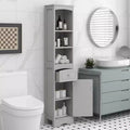 MAYEERTY Tall Bathroom Cabinet Freestanding Storage Drawer MDF Adjustable Shelf White