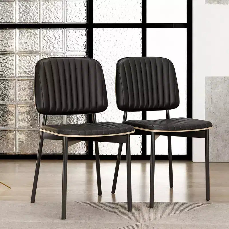 Gaoyangjiaju 32.7 Inch 4 Pack PU Leather Dining Chairs with Metal Frame Modern Accent Chairs for Dining Room Kitchen