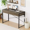 Costway Modern 2-Drawer Computer Desk w/ Reinforced Heavy-Duty Metal Frame Anti-Tip Kit