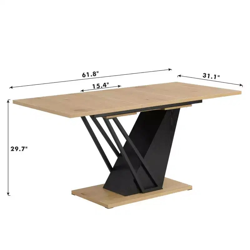 GDFStudio Elin Modern Rectangular Extendable Dining Table with Metal Frame and Wooden Tabletop