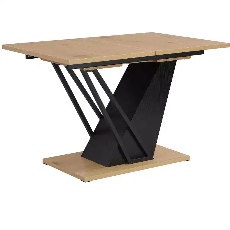 GDFStudio Elin Modern Rectangular Extendable Dining Table with Metal Frame and Wooden Tabletop