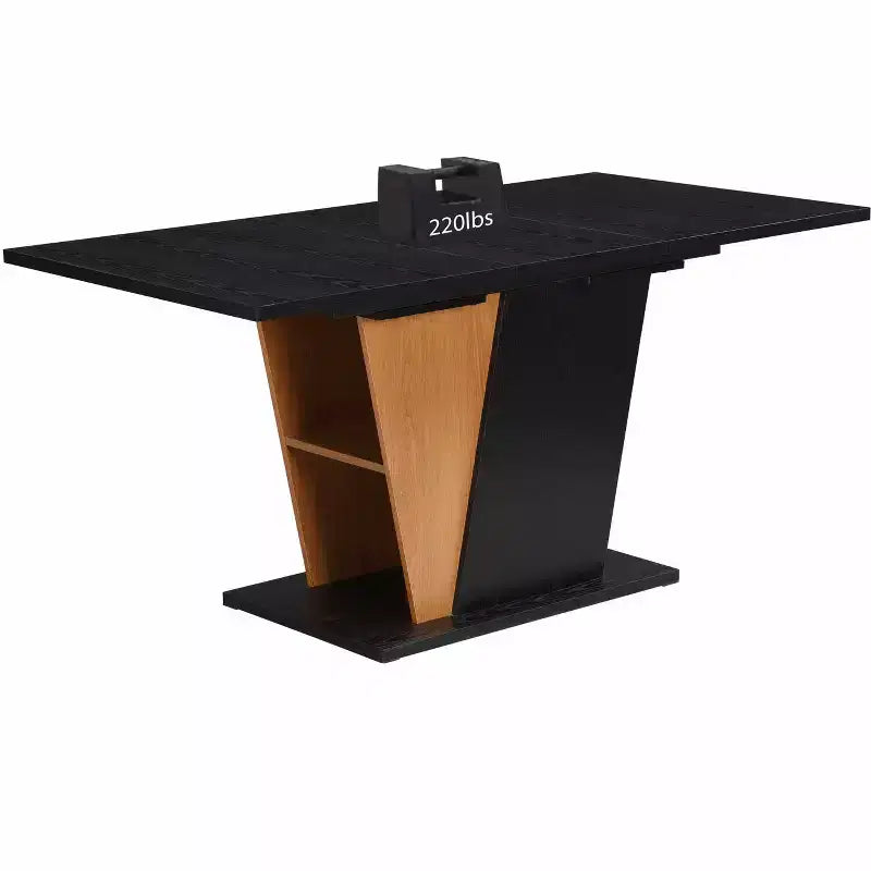 GDFStudio Elin Modern Rectangular Extendable Dining Table with Metal Frame and Wooden Tabletop