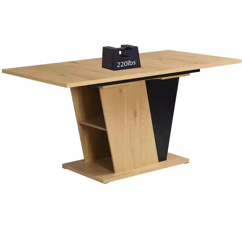 GDFStudio Elin Modern Rectangular Extendable Dining Table with Metal Frame and Wooden Tabletop