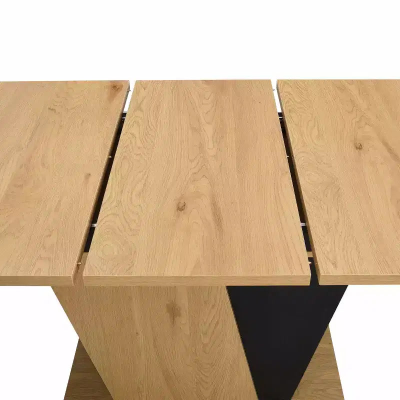 GDFStudio Elin Modern Rectangular Extendable Dining Table with Metal Frame and Wooden Tabletop