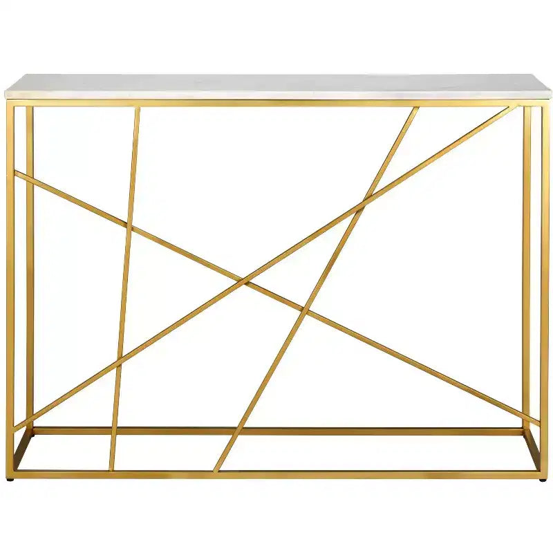Lumen Marble Console Table - CNS3702A - White Marble/Gold - Safavieh