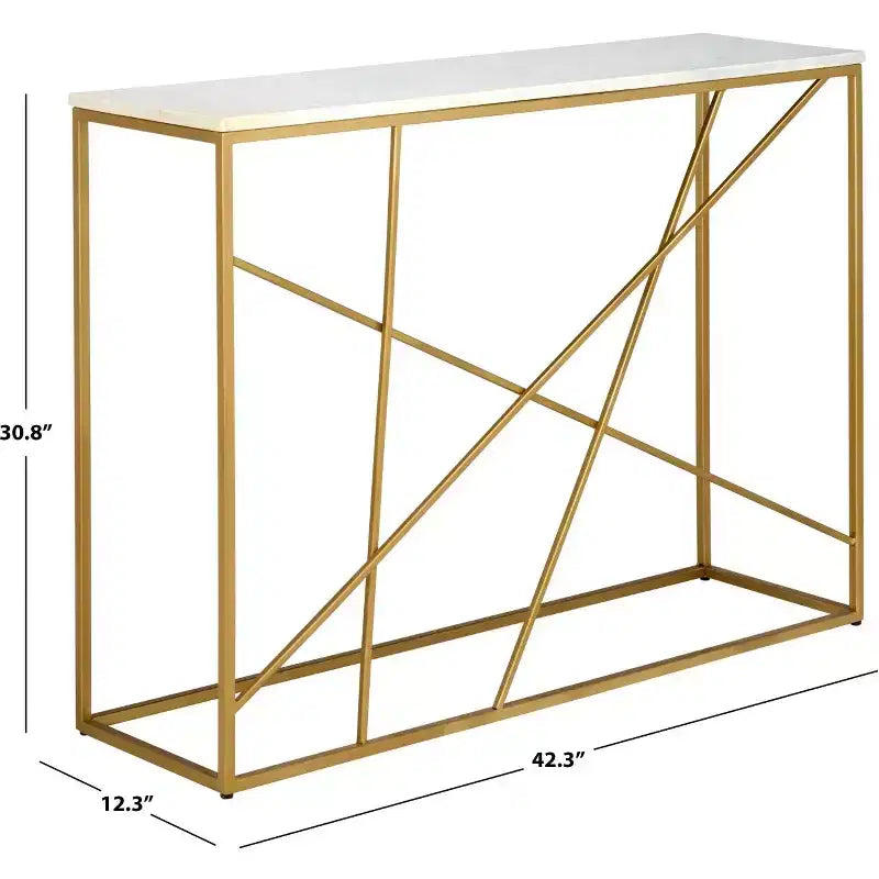 Lumen Marble Console Table - CNS3702A - White Marble/Gold - Safavieh