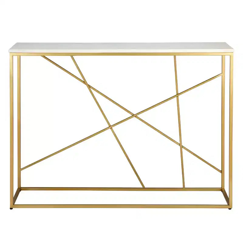 Lumen Marble Console Table - CNS3702A - White Marble/Gold - Safavieh