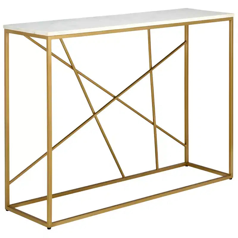 Lumen Marble Console Table - CNS3702A - White Marble/Gold - Safavieh