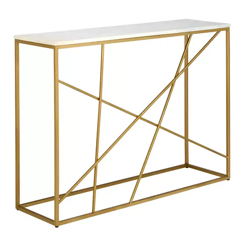 Lumen Marble Console Table - CNS3702A - White Marble/Gold - Safavieh