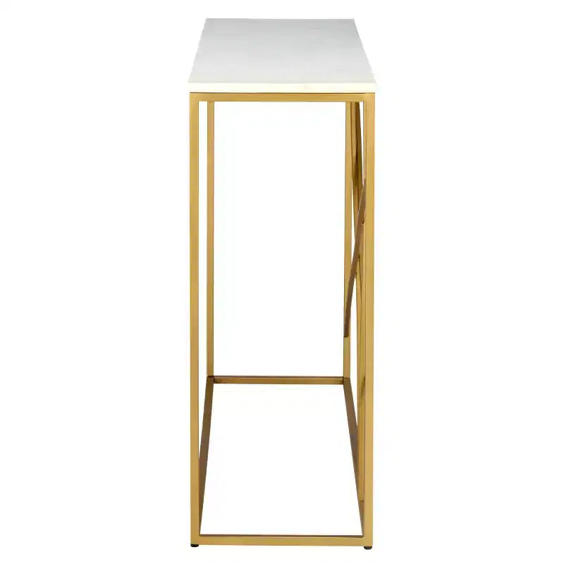 Lumen Marble Console Table - CNS3702A - White Marble/Gold - Safavieh