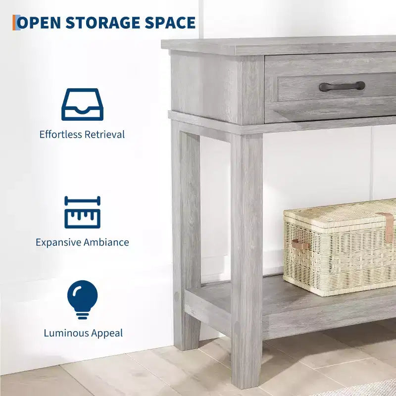 Entryway Table, Console Table with 3 Storage Drawers, 3 Tier Farmhouse Wooden Sofa Table, Hallway Tables for Entryway, Living Room