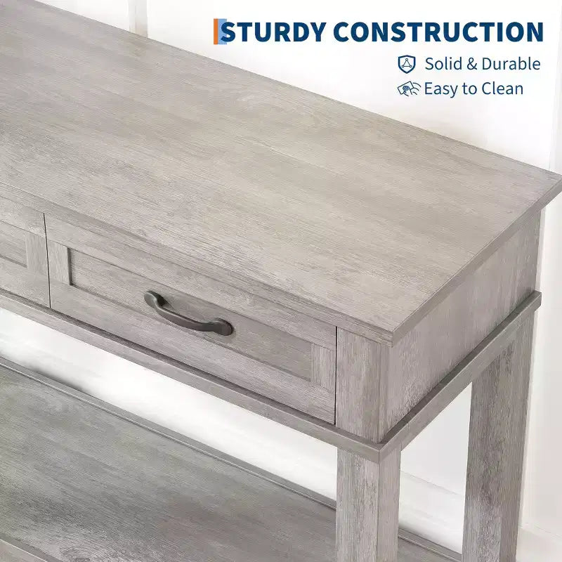 Entryway Table, Console Table with 3 Storage Drawers, 3 Tier Farmhouse Wooden Sofa Table, Hallway Tables for Entryway, Living Room