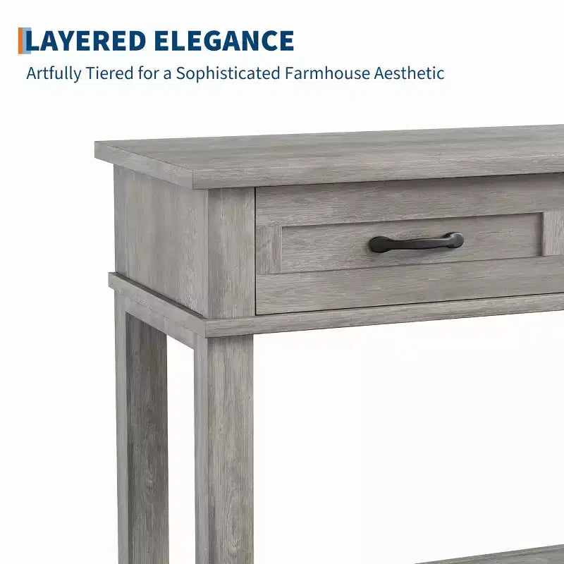 Entryway Table, Console Table with 3 Storage Drawers, 3 Tier Farmhouse Wooden Sofa Table, Hallway Tables for Entryway, Living Room
