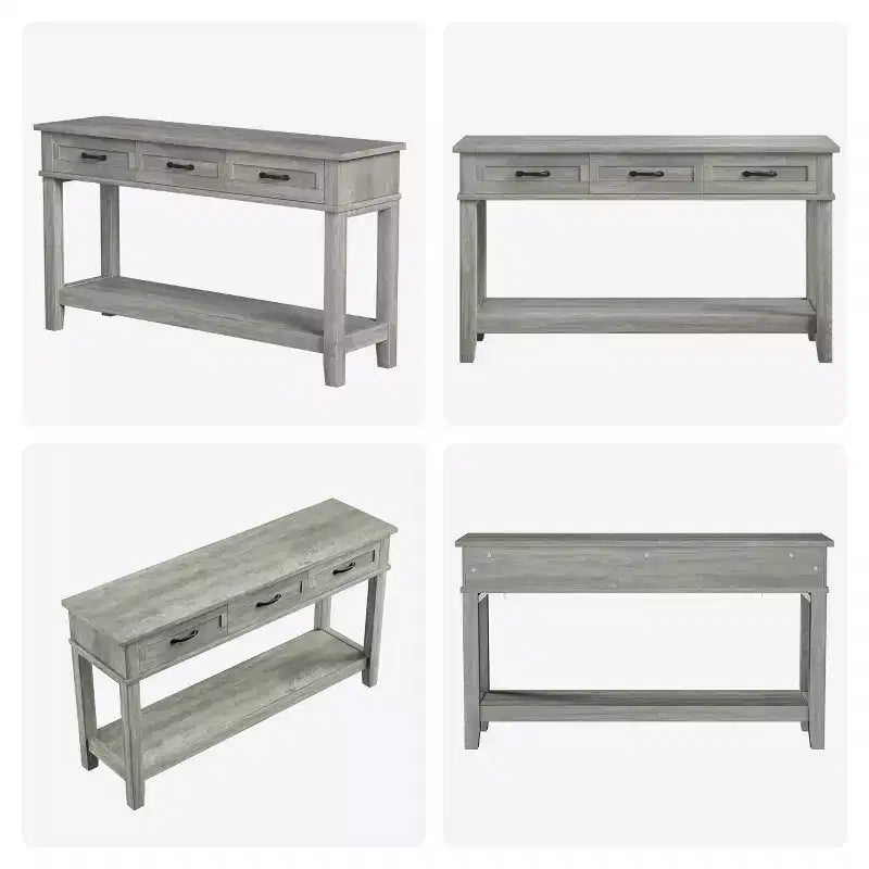 Entryway Table, Console Table with 3 Storage Drawers, 3 Tier Farmhouse Wooden Sofa Table, Hallway Tables for Entryway, Living Room