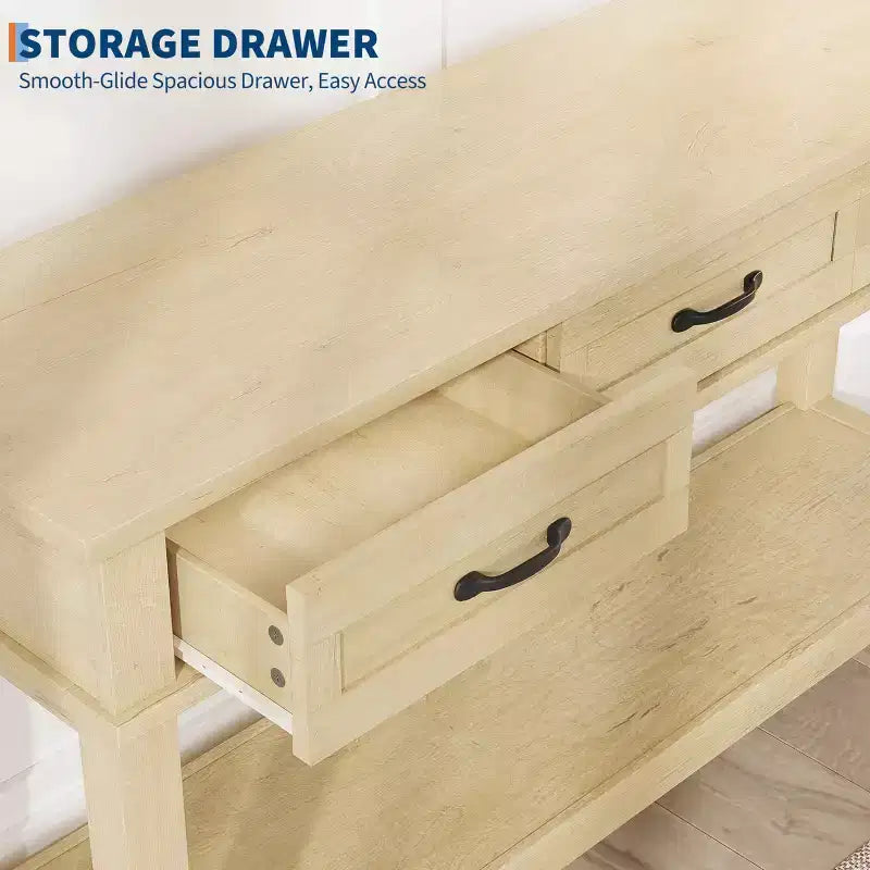 Entryway Table, Console Table with 3 Storage Drawers, 3 Tier Farmhouse Wooden Sofa Table, Hallway Tables for Entryway, Living Room