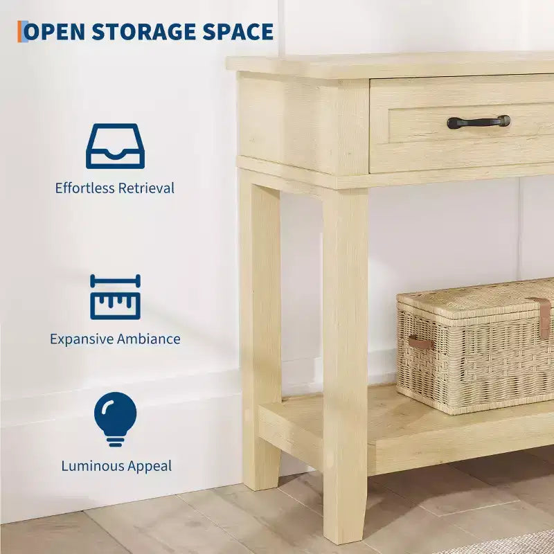 Entryway Table, Console Table with 3 Storage Drawers, 3 Tier Farmhouse Wooden Sofa Table, Hallway Tables for Entryway, Living Room
