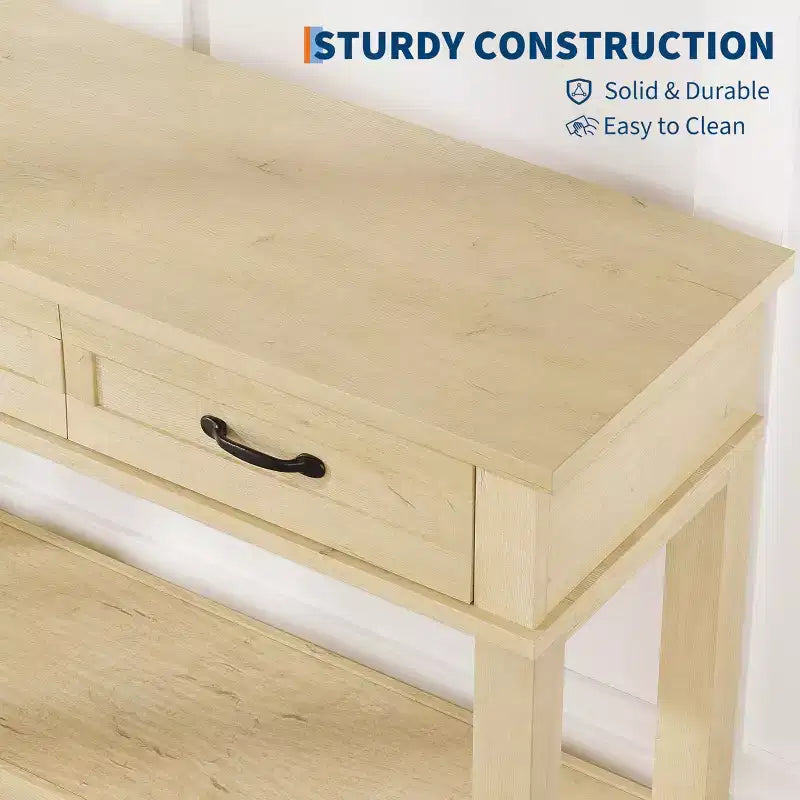 Entryway Table, Console Table with 3 Storage Drawers, 3 Tier Farmhouse Wooden Sofa Table, Hallway Tables for Entryway, Living Room