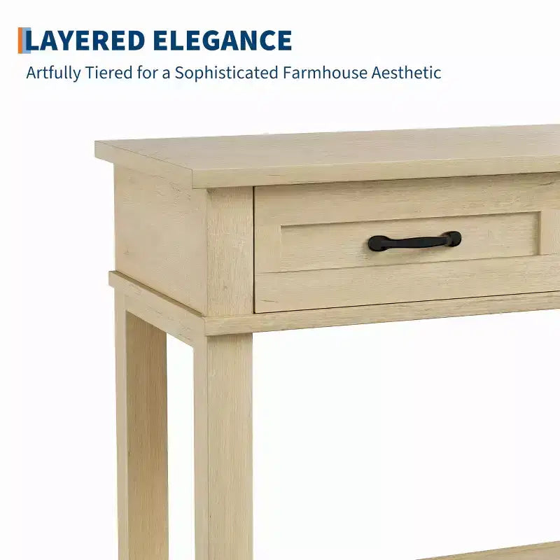 Entryway Table, Console Table with 3 Storage Drawers, 3 Tier Farmhouse Wooden Sofa Table, Hallway Tables for Entryway, Living Room