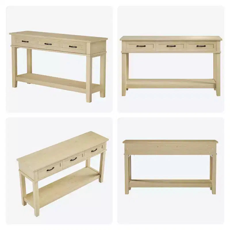 Entryway Table, Console Table with 3 Storage Drawers, 3 Tier Farmhouse Wooden Sofa Table, Hallway Tables for Entryway, Living Room