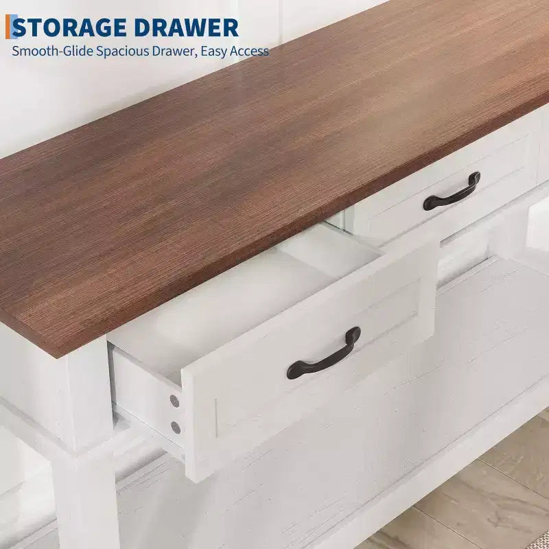 Entryway Table, Console Table with 3 Storage Drawers, 3 Tier Farmhouse Wooden Sofa Table, Hallway Tables for Entryway, Living Room