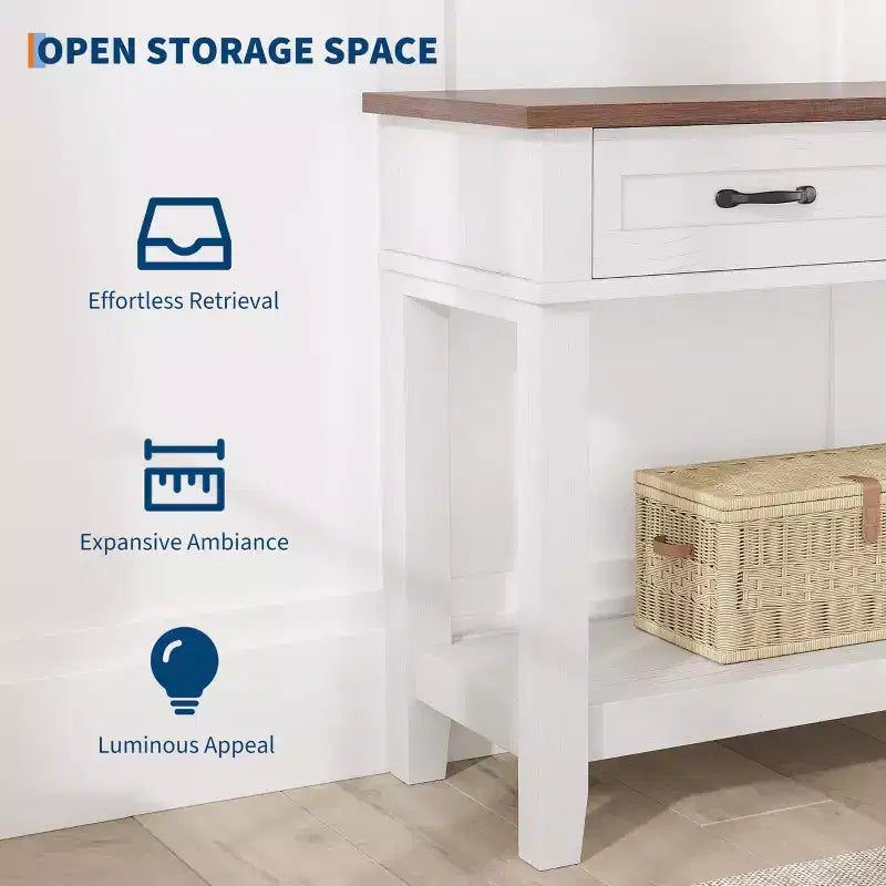 Entryway Table, Console Table with 3 Storage Drawers, 3 Tier Farmhouse Wooden Sofa Table, Hallway Tables for Entryway, Living Room
