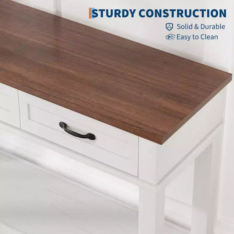 Entryway Table, Console Table with 3 Storage Drawers, 3 Tier Farmhouse Wooden Sofa Table, Hallway Tables for Entryway, Living Room