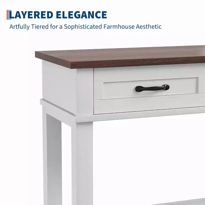 Entryway Table, Console Table with 3 Storage Drawers, 3 Tier Farmhouse Wooden Sofa Table, Hallway Tables for Entryway, Living Room