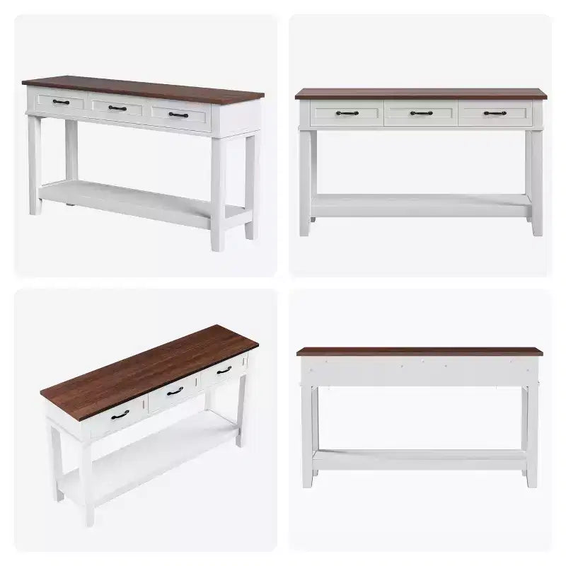 Entryway Table, Console Table with 3 Storage Drawers, 3 Tier Farmhouse Wooden Sofa Table, Hallway Tables for Entryway, Living Room