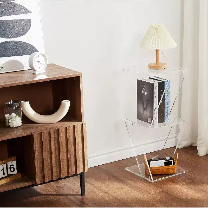 Acrylic Ladder Bookshelf,11.8*11.8*27.4in,3-Tier Clear Wall Mounted Book Shelf for Small Spaces,Multipurpose Bookcase for Living Room,Bathroom,Office