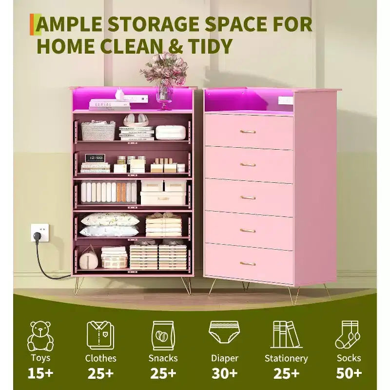 WhiteTall 4-Drawer Dresser with Modern Design, Large Capacity Storage Organizer for Bedroom , Multi-Functional Cabinet with Smooth Glide Drawers