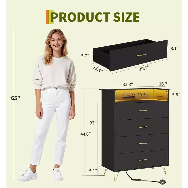 WhiteTall 4-Drawer Dresser with Modern Design, Large Capacity Storage Organizer for Bedroom , Multi-Functional Cabinet with Smooth Glide Drawers