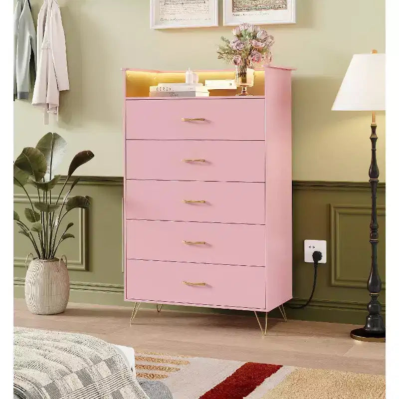 WhiteTall 4-Drawer Dresser with Modern Design, Large Capacity Storage Organizer for Bedroom , Multi-Functional Cabinet with Smooth Glide Drawers