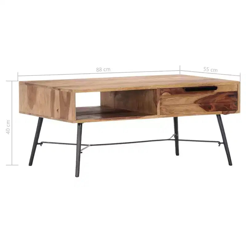 vidaXL Coffee Table 34.6x21.7x15.7 Solid Acacia Wood