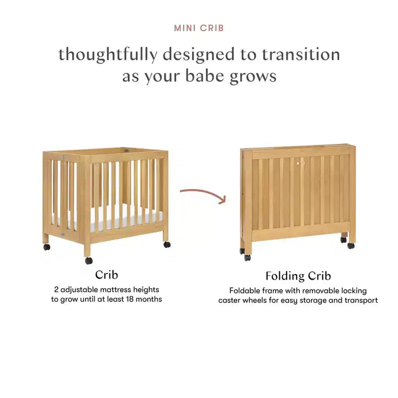 Babyletto Origami Mini Portable Folding Crib with Wheels