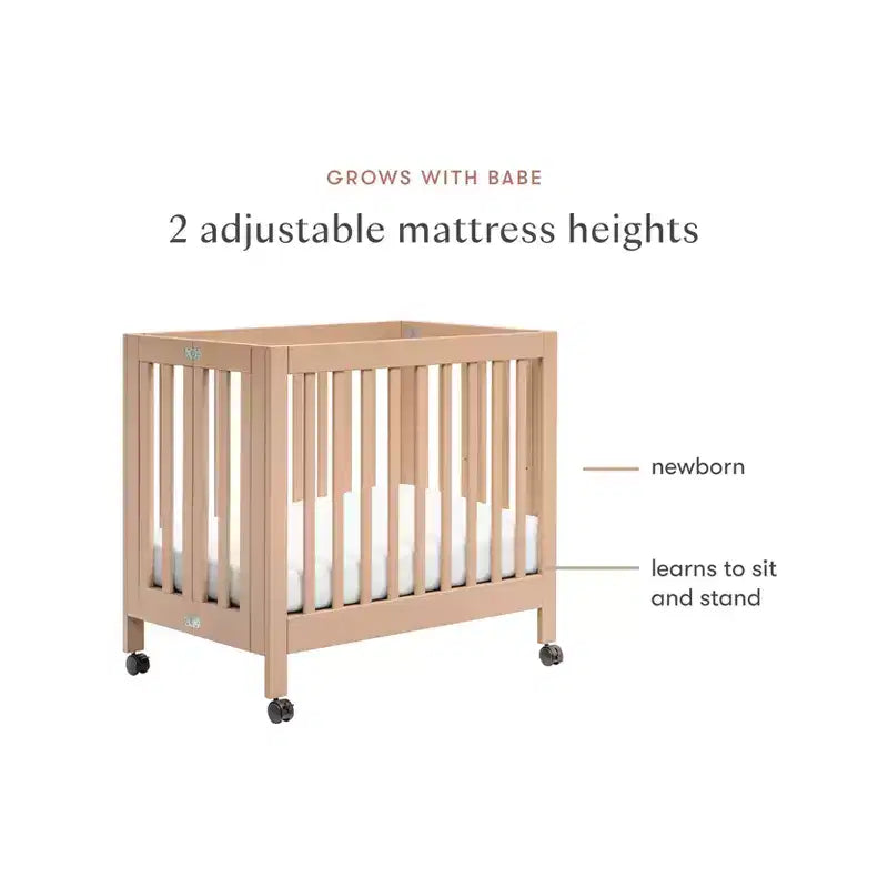 Babyletto Origami Mini Portable Folding Crib with Wheels