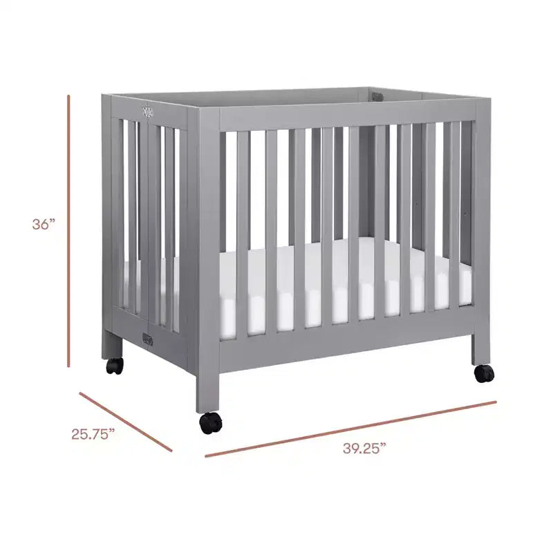 Babyletto Origami Mini Portable Folding Crib with Wheels