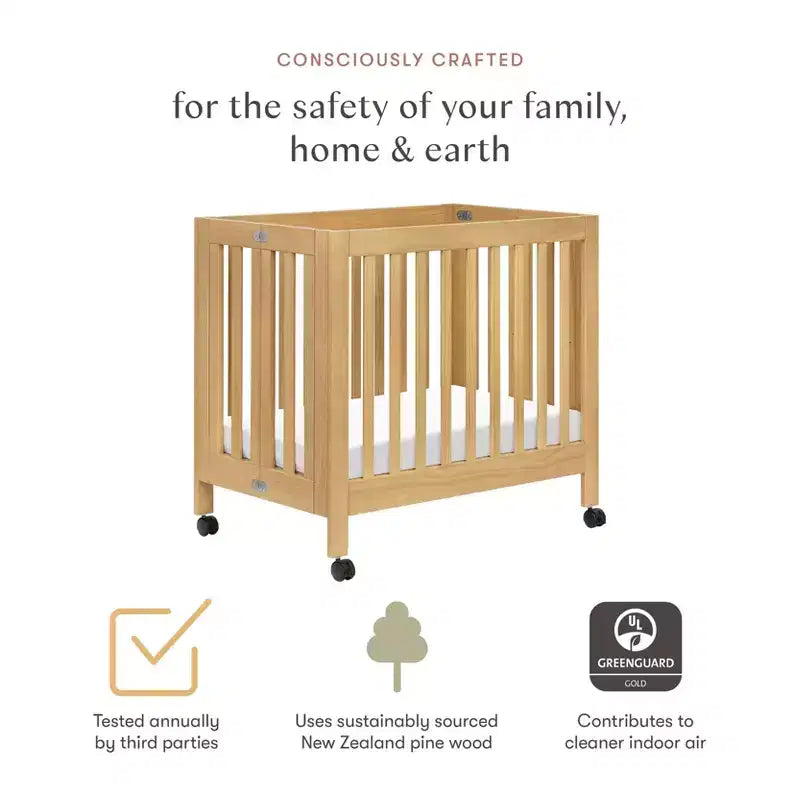 Babyletto Origami Mini Portable Folding Crib with Wheels