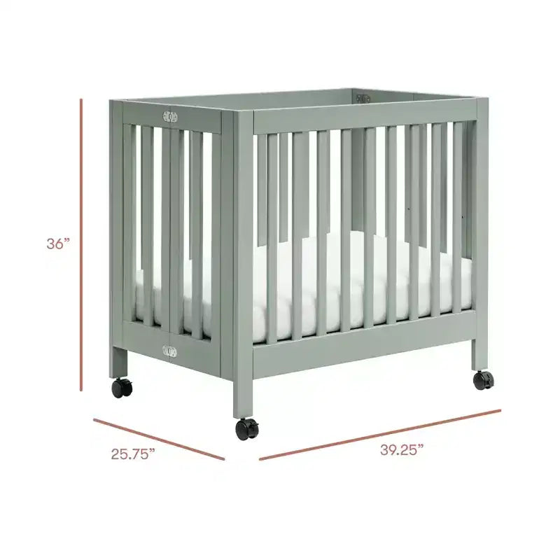 Babyletto Origami Mini Portable Folding Crib with Wheels